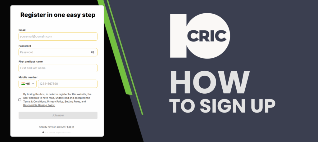 Guide to register and apply 10CRIC bonus code