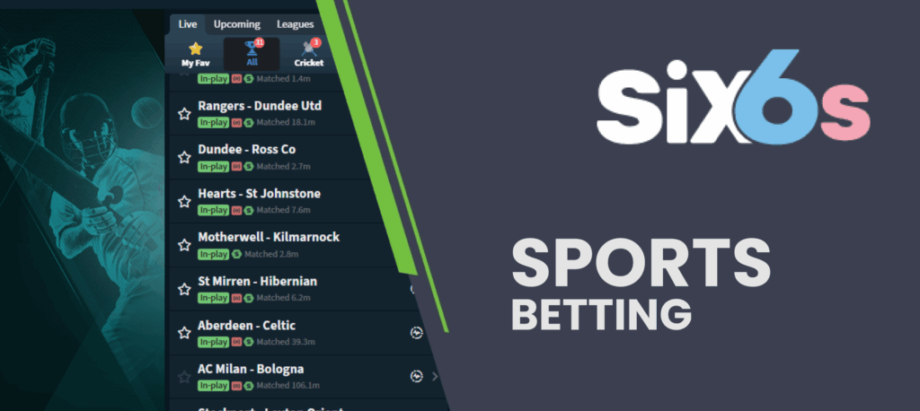 Sports betting on the Six6S website in India